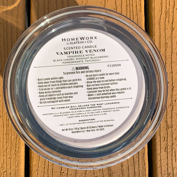 🆕VAMPIRE VENUM HARRY SLATKIN HOMEWORX 4 WICK 18oz CANDLE NWTS!!! - Picture 4 of 5